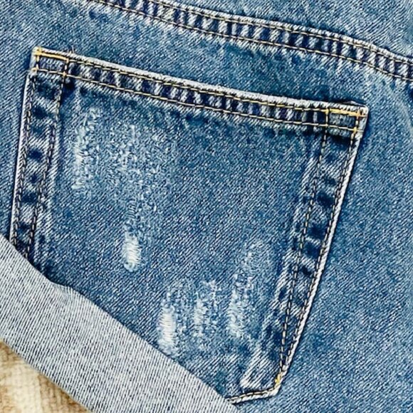 One Teaspoon Bandits Low Waist Cheeky Denim Shorts Pacifica Blue Smile Size 23 - Picture 11 of 12